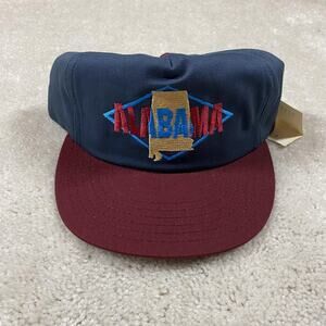 VTG Alabama Hat Cap Snap Back Navy Maroon Embroidered Made USA New 90s